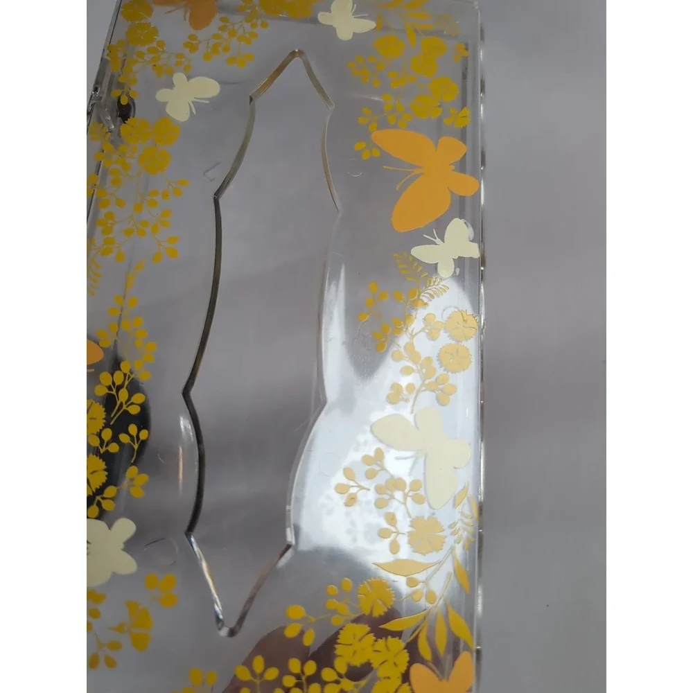 Wolff Acrylic Tissue Box Holder Mount Yellow/Cream Butterflies 10